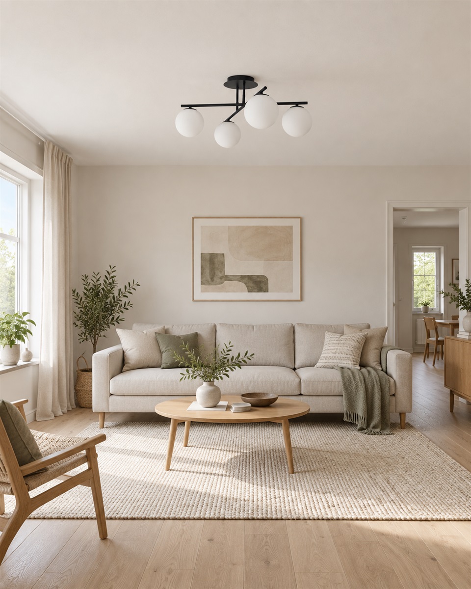 Globi 4 Ø65 Svart og hvitt plafond Fra Nordic Lighting - Globi 4 er en moderne taklampe som gir et stilig uttrykk og et mykt, behagelig lys.