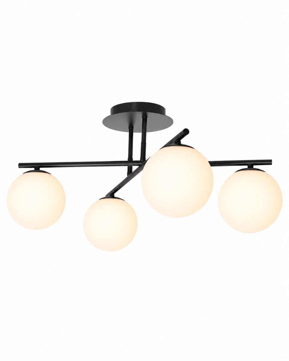 Globi 4 Ø65 Svart og hvitt plafond Fra Nordic Lighting - Globi 4 er en moderne taklampe som gir et stilig uttrykk og et mykt, behagelig lys.