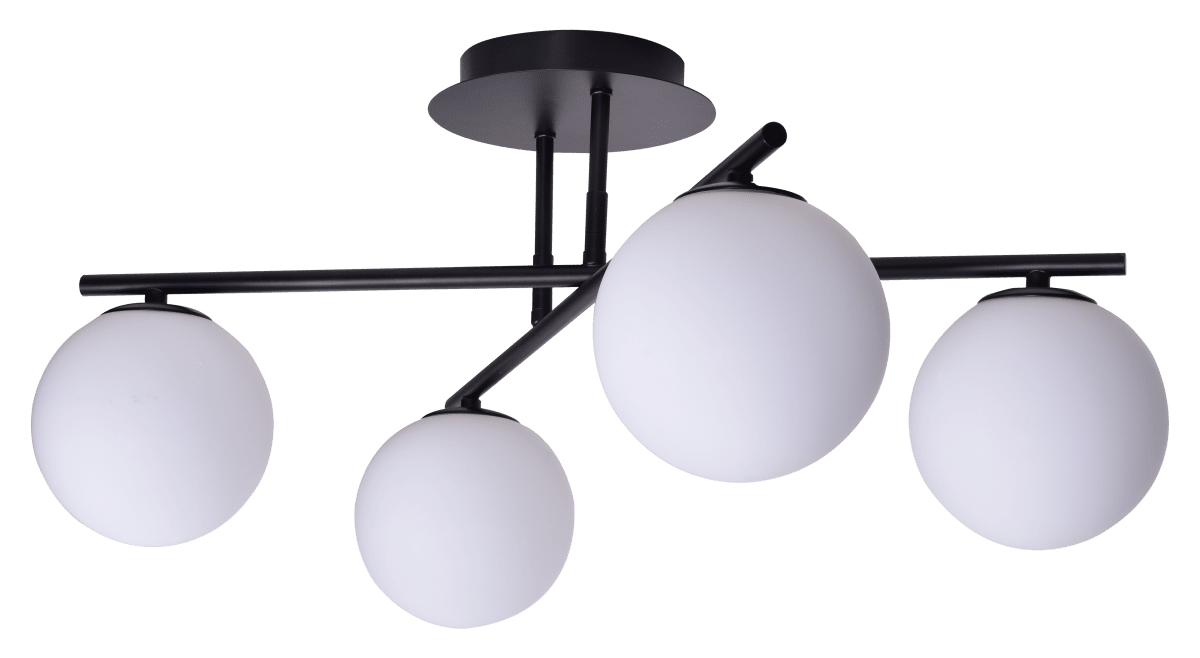 Globi 4 Ø65 Svart og hvitt plafond Fra Nordic Lighting - Globi 4 er en moderne taklampe som gir et stilig uttrykk og et mykt, behagelig lys.