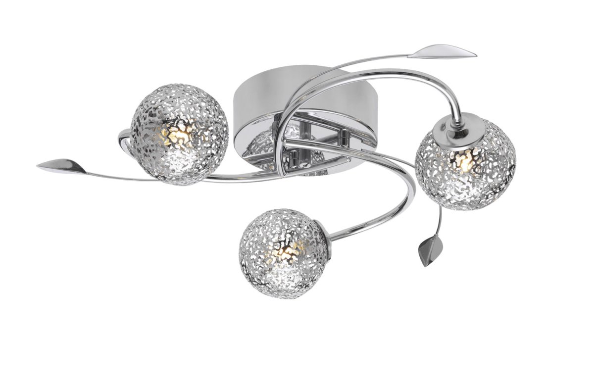 Etsy Ø46 Krom plafond Fra Cottex - De tre runde fargeskjermene, i gjennombruddsmetall, skaper et vakkert lysmønster når lampen tennes og blir en iøynefallende detalj i rommet.