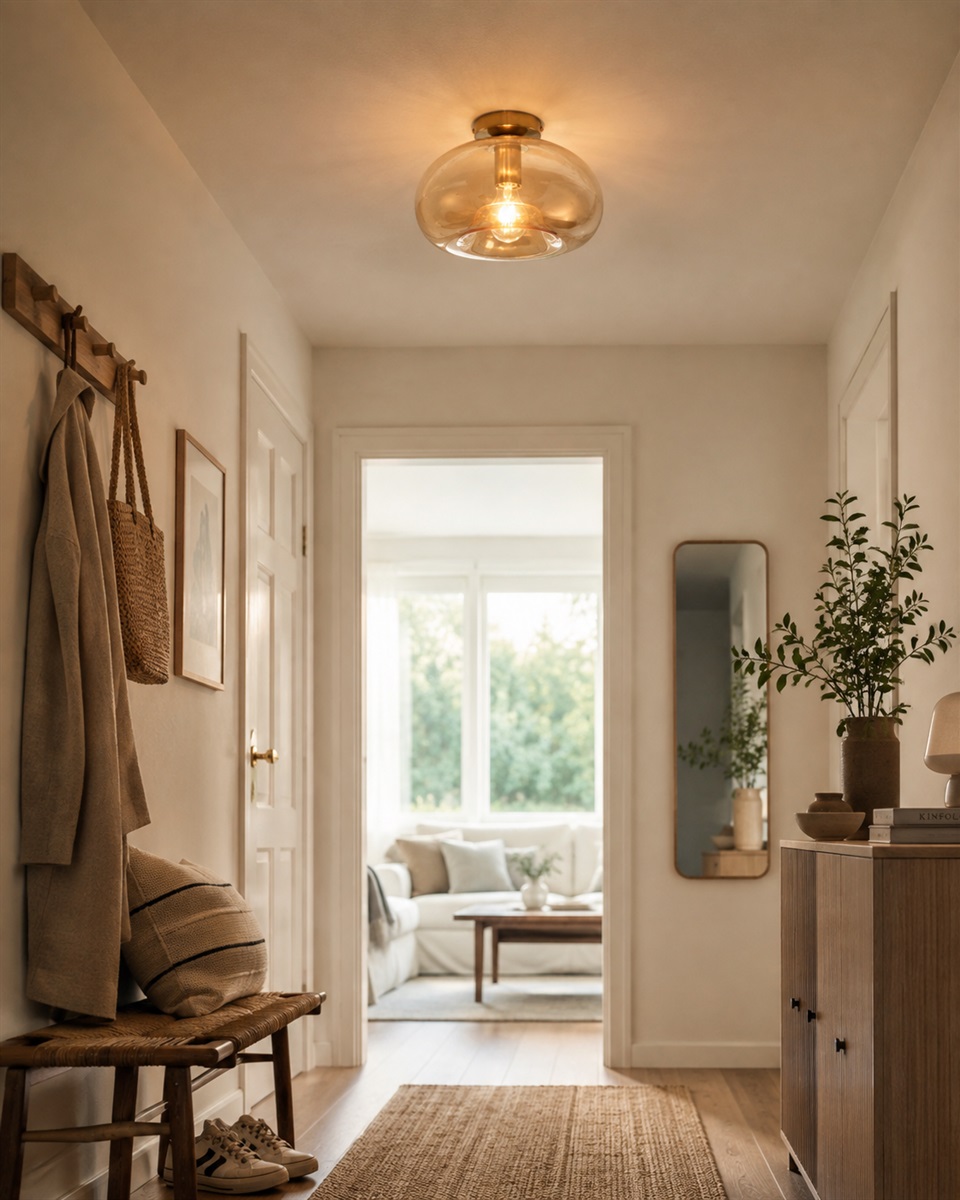 Munc Ø28 Rav plafond Fra Lampan - Munc er en elegant taklampe som kombinerer glass og metall i et mykt og stilig design.
