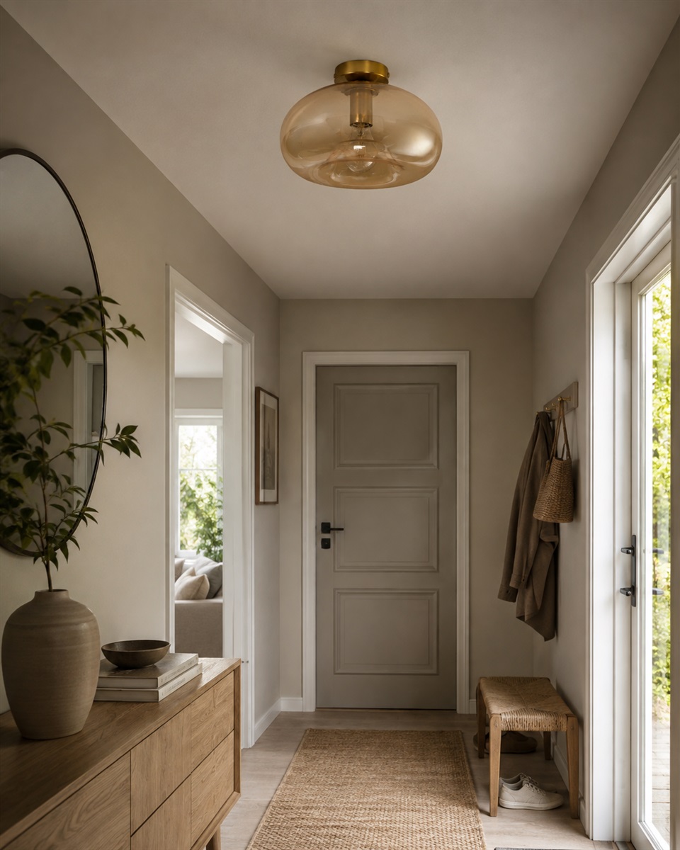 Munc Ø28 Rav plafond Fra Lampan - Munc er en elegant taklampe som kombinerer glass og metall i et mykt og stilig design.