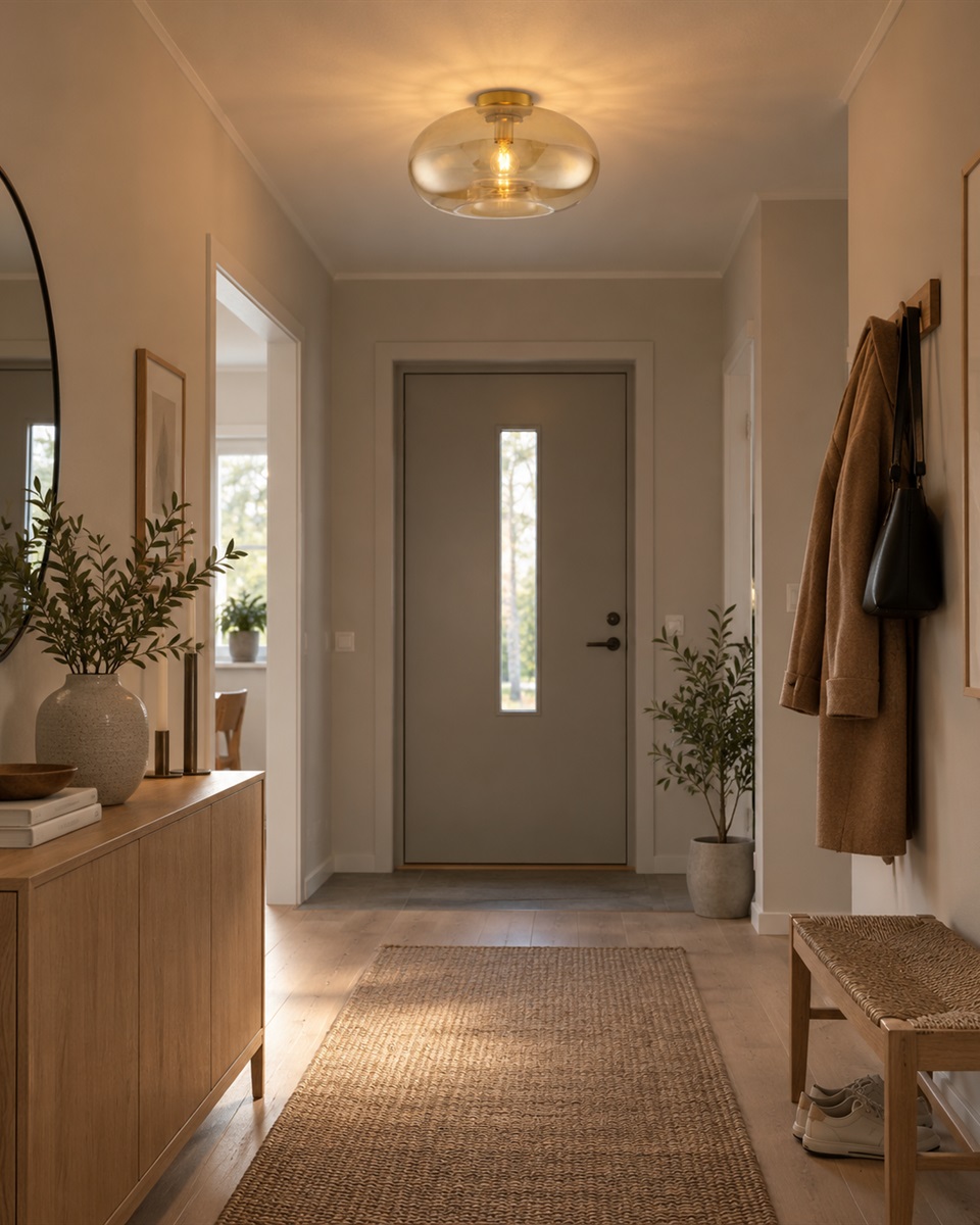 Munc Ø40 Rav plafond Fra Lampan - Munc er en elegant taklampe som kombinerer glass og metall i et mykt og stilig design.