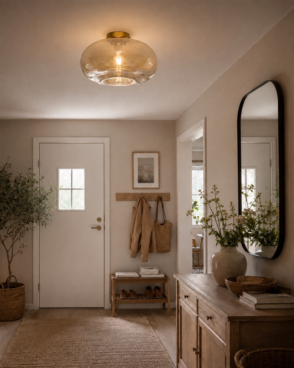 Munc Ø40 Rav plafond Fra Lampan - Munc er en elegant taklampe som kombinerer glass og metall i et mykt og stilig design.