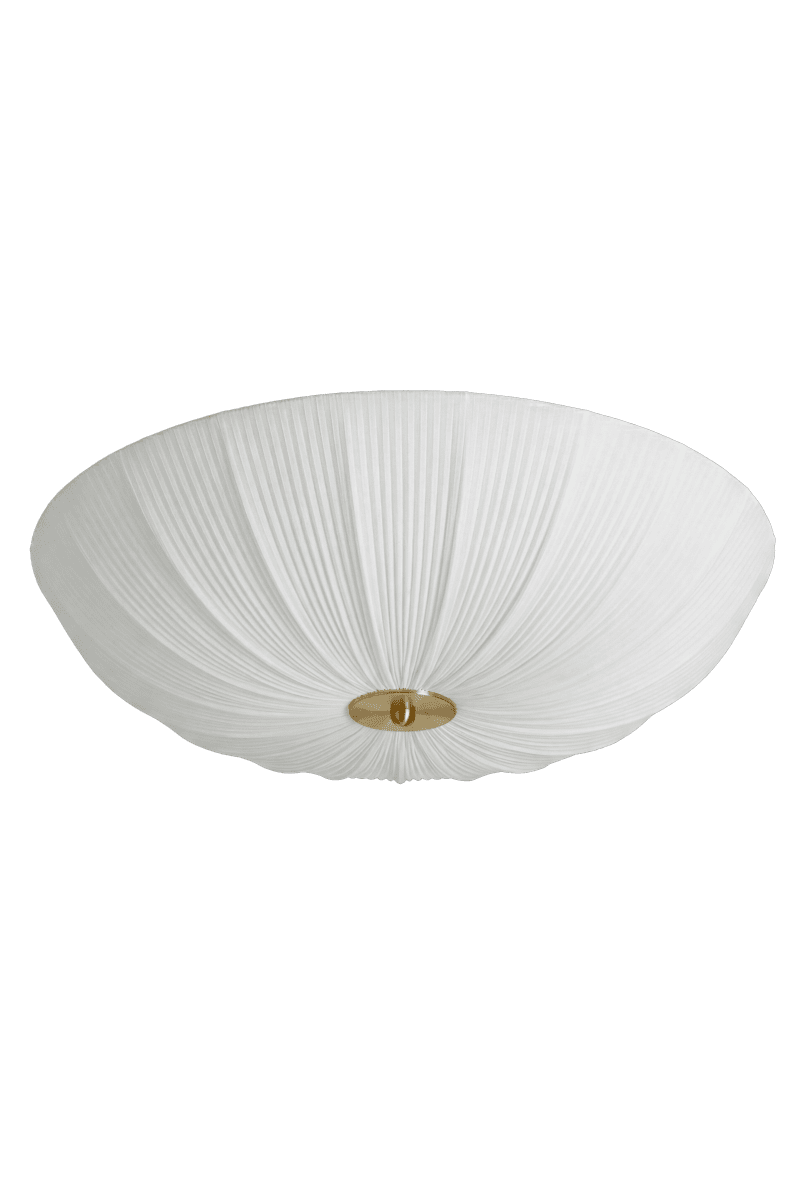 Lady Ø55 Hvit plafond Fra Aneta Lighting - N&aring;r lampen er p&aring;, sprer et mykt og behagelig lys seg gjennom stoffet og skaper en varm atmosf&aelig;re i rommet.