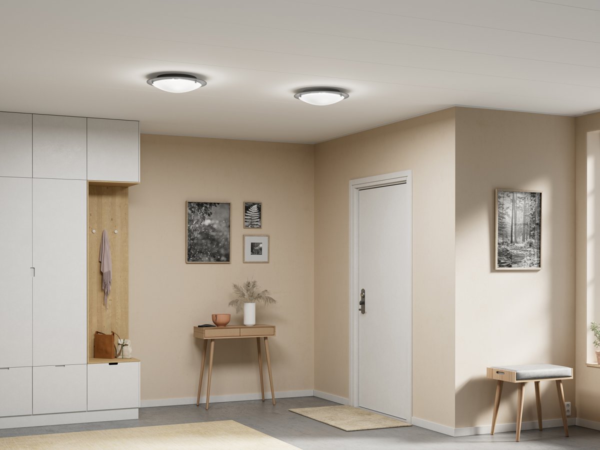 Cirklo Ø40 Betongstruktur plafond Fra Belid - Cirklo er en diskret og stilig taklampe som passer inn i de fleste hjem og interiørstiler.