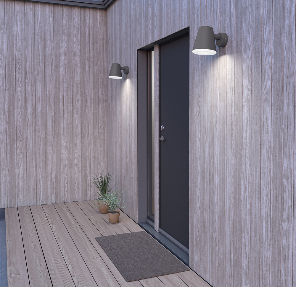 Mist Grafitt struktur utendørslampe Fra Belid - At glasskroppen er noe lengre enn skjermen gir en viss spredning av lyset sideveis også; som gir Mist sitt unike uttrykk.