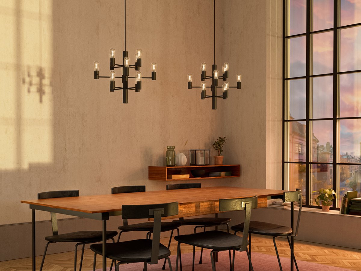 Manola 12 mini Ø45 Svart Taklampe Fra Herstal - Dens elegante design gj&oslash;r den til en sentral del av interi&oslash;ret ditt, og med inkluderte lysp&aelig;rer vil du snart v&aelig;re klar til &aring; nyte en ny dimensjon av stil og skj&oslash;nnhet.