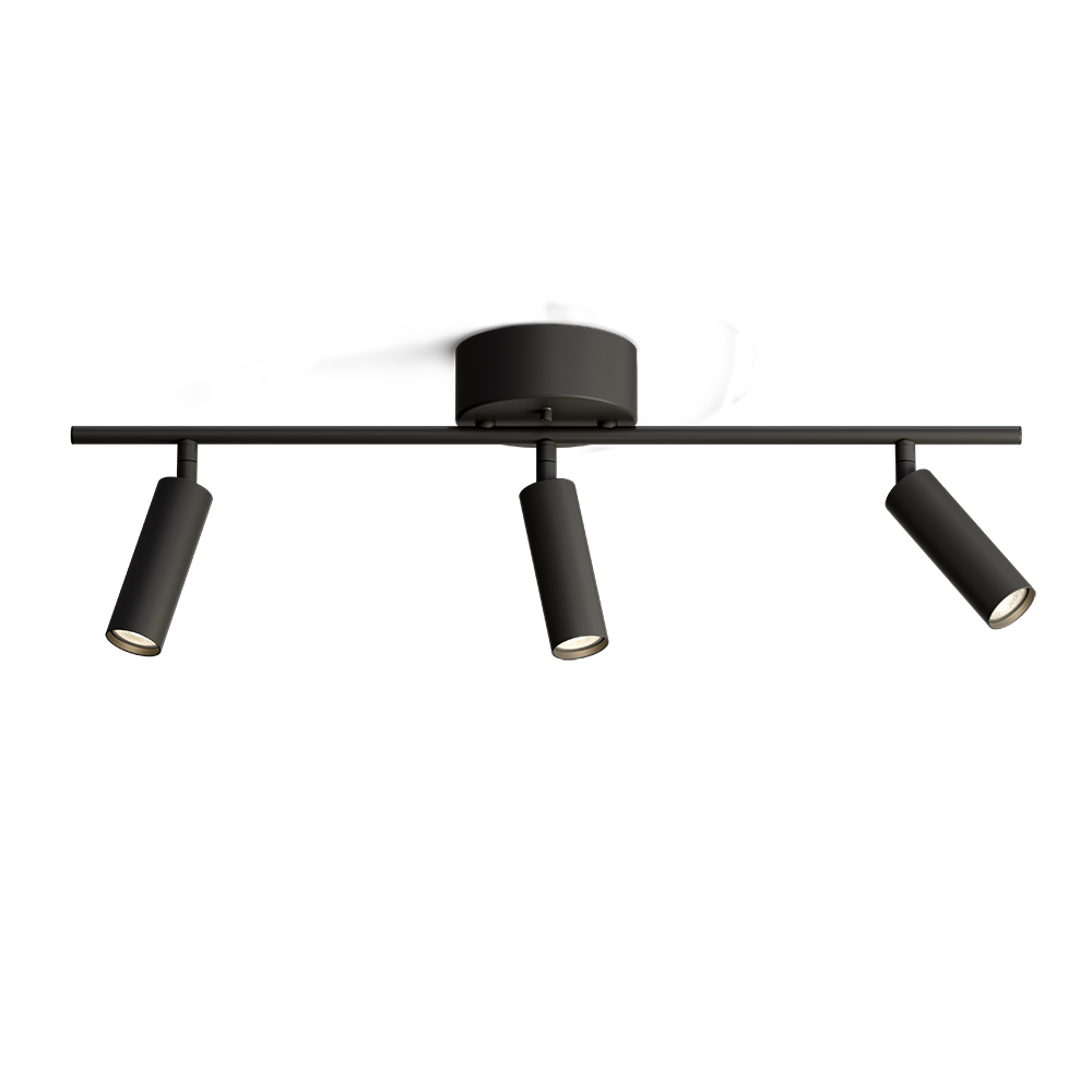 Pipeline 3 Matt svart spotlight Fra Herstal - Rørledningsskinne med 3 spotlights kombinerer minimalistisk design med høy funksjonalitet og skaper den perfekte belysningsløsningen for moderne interiør.