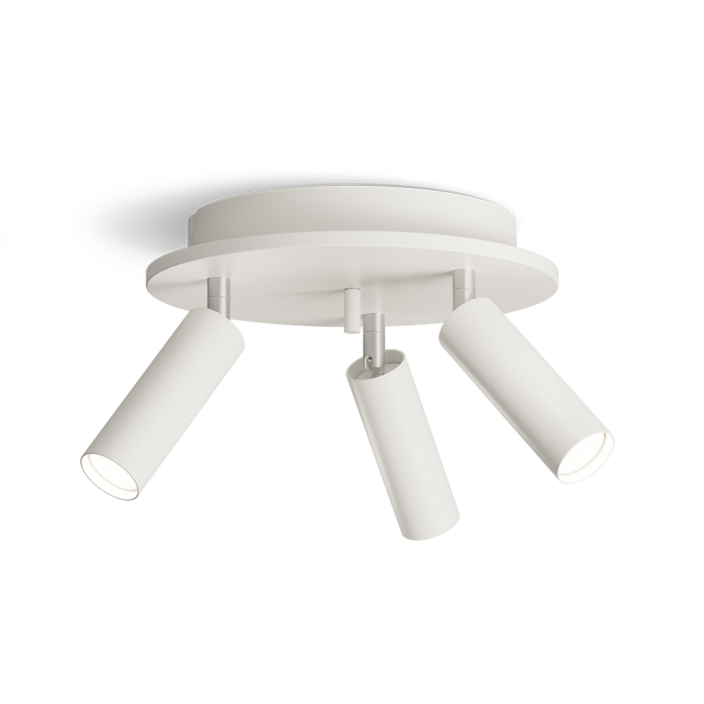 Pipeline 3 Matt hvit spotlight Fra Herstal - Rørledningsrund med 3 spotlights kombinerer minimalistisk design med høy funksjonalitet og skaper den perfekte lysløsningen for moderne interiør.