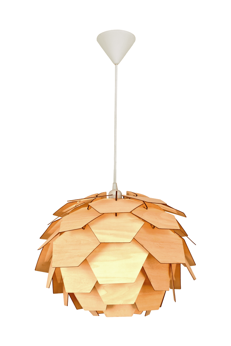 Carpatica Ø40 Natur Taklampe Fra Aneta Lighting - Takkoppen er i hvit plast for krokoppheng og med rekkeklemme.