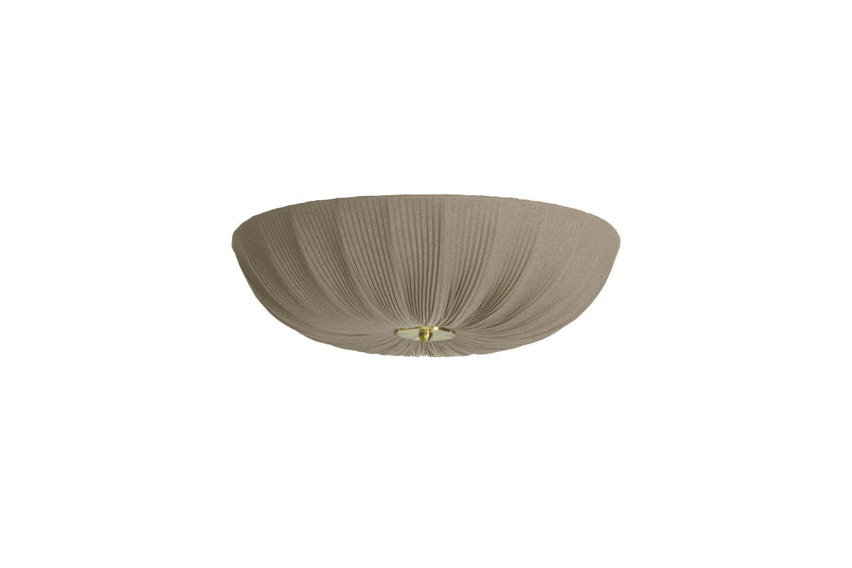 Lady Ø45 Grå plafond Fra Aneta Lighting - N&aring;r lampen er p&aring;, sprer et mykt og behagelig lys seg gjennom stoffet og skaper en varm atmosf&aelig;re i rommet.