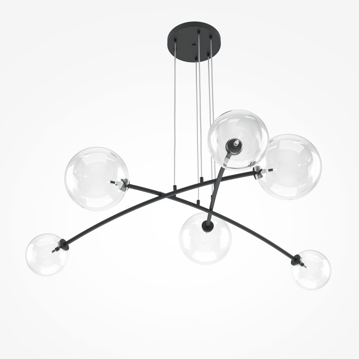 Mood 130cm Svart Taklampe Fra Maytoni - Denne modellen kombinerer metallrammer og justerbare kabler for &aring; gi en f&oslash;lelse av letthet og raffinement.