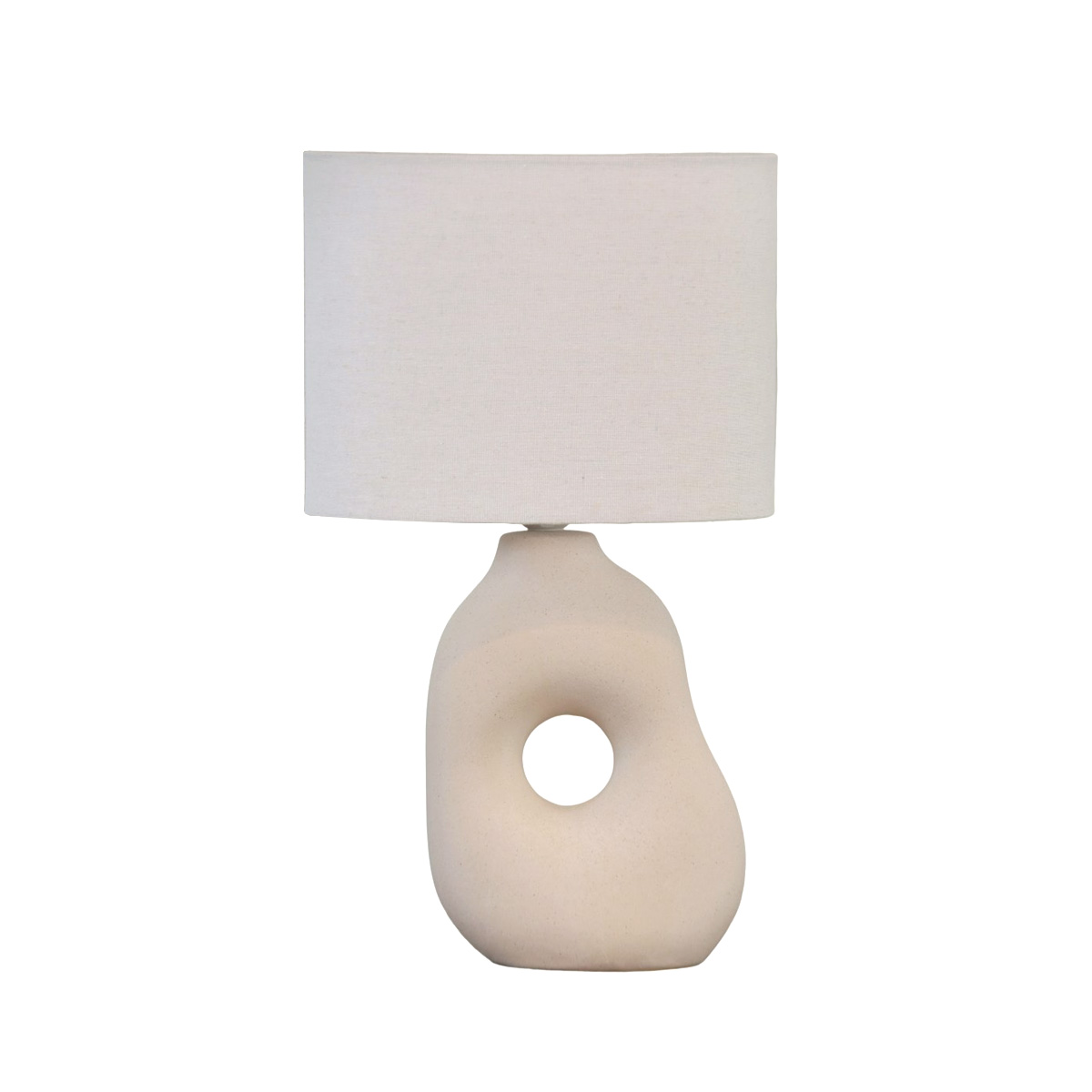 Pikazo 45cm Beige bordlampe Fra Lampan - Pikazo bordlampe i beige har en skulpturell keramisk base med dekorative h&aring;r og en matchende linskjerm.