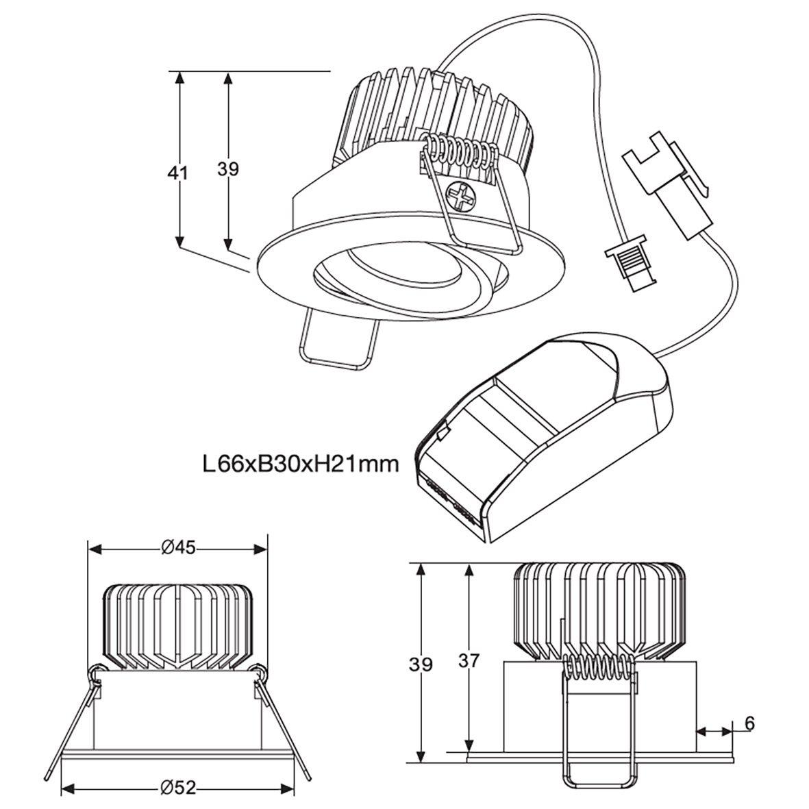 Q-16 Mini Downlight 3000K Hvit Fra Designlight - Med en lysstr&oslash;m p&aring; 310 lumen har armaturen et bredt bruksomr&aring;de og kan installeres b&aring;de som dekorativ aksentbelysning eller som en del av generell belysning i et rom.