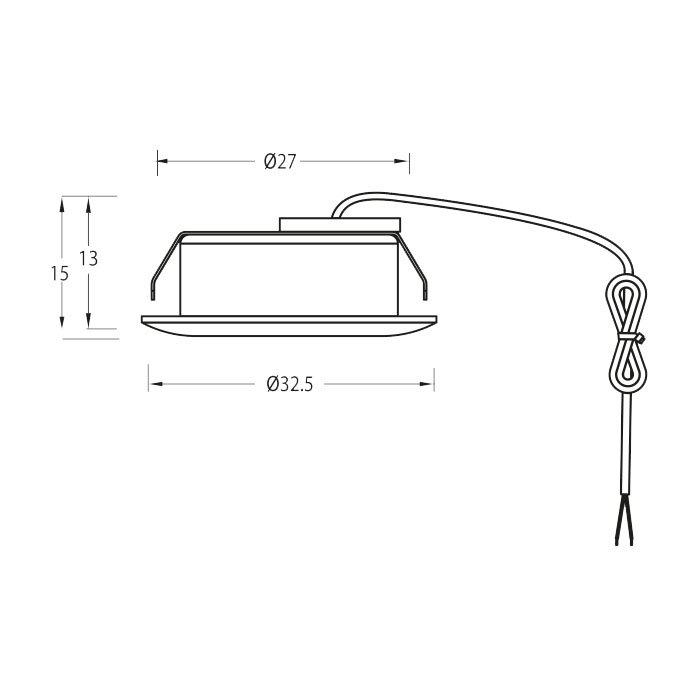 Q-33 Mini Downlight 2700K Hvit Fra Designlight - Mindre downlight p&aring; 1,2 W og en diameter p&aring; 32,5 mm, lavt energiforbruk og lang levetid.