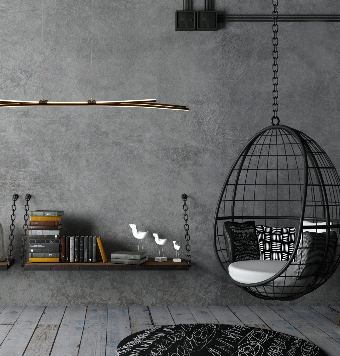 Svala 114cm Svart Taklampe Fra Aneta Lighting - Aluminium og 30W LED, lyskilden er integrert og kan dimmes.