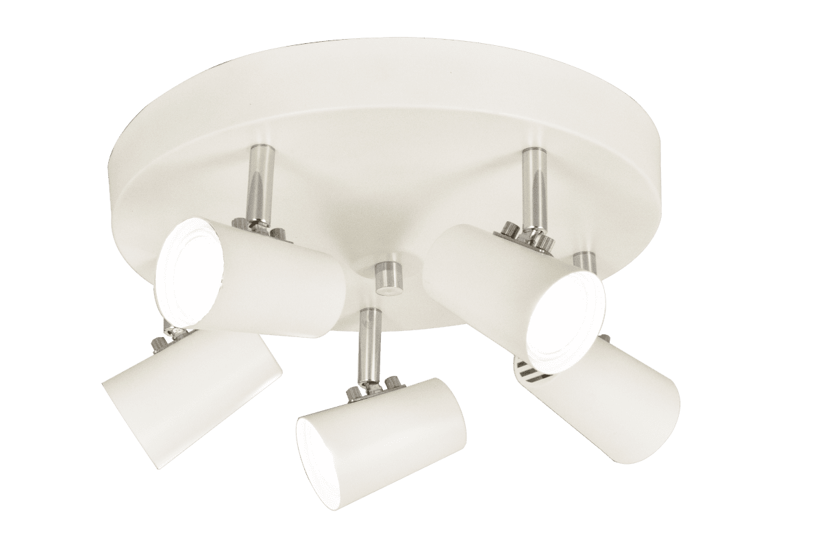 Pilot 5 Hvit spotlight Fra Aneta Lighting - Passer like godt på kjøkkenet, som i gangen eller soverommet der det er behov for sterkt og godt lys.