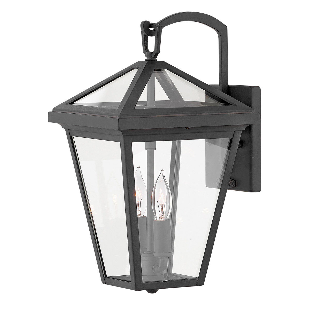 Alford Place 37cm Svart utendørslampe Fra Elstead Lighting - Den svarta ramen i aluminium och de klara glaspartierna skapar en lyxig och stilfull look som lyfter din entr&eacute;, uteplats eller fasad.