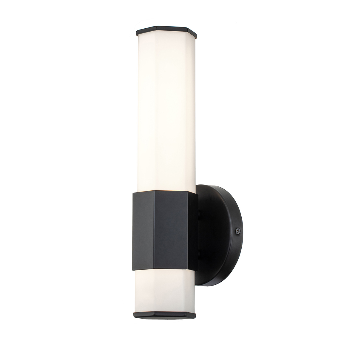Facet 35cm Svart baderomslampe Fra Elstead Lighting - Facet er en moderne og stilig baderomslampe som kombinerer funksjon og estetikk.