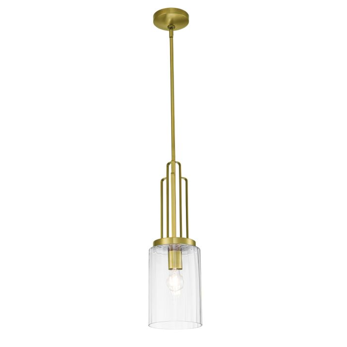 Kimrose Ø18 Børstet messing Taklampe Fra Elstead Lighting - De geometriske formene er i fokus og forsterkes av en elegant børstet messingfinish.