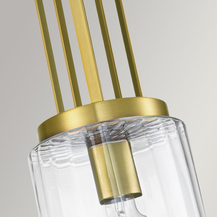 Kimrose Ø18 Børstet messing Taklampe Fra Elstead Lighting - De geometriske formene er i fokus og forsterkes av en elegant børstet messingfinish.