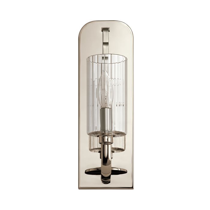 Kimrose 35cm Nikkel vegglampe Fra Elstead Lighting - De geometriske formene er i fokus og forsterkes av en elegant polert nikkelfinish.