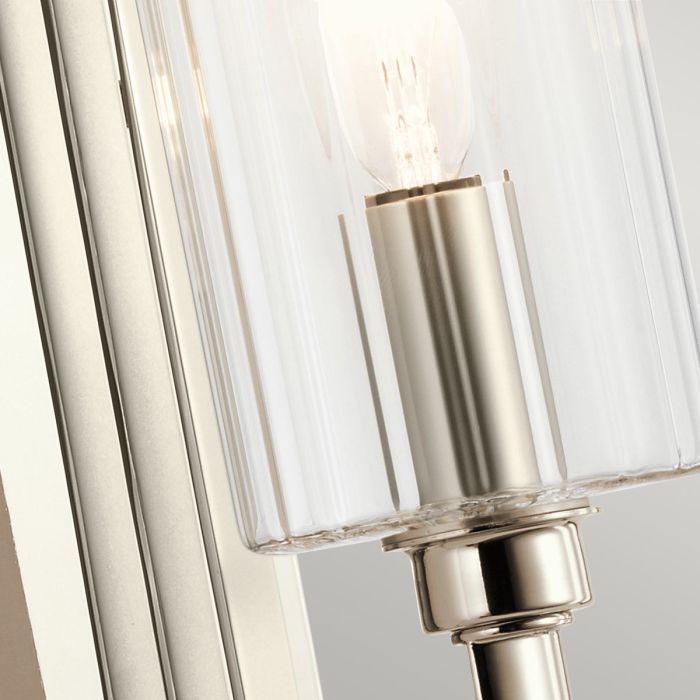Kimrose 35cm Nikkel vegglampe Fra Elstead Lighting - De geometriske formene er i fokus og forsterkes av en elegant polert nikkelfinish.