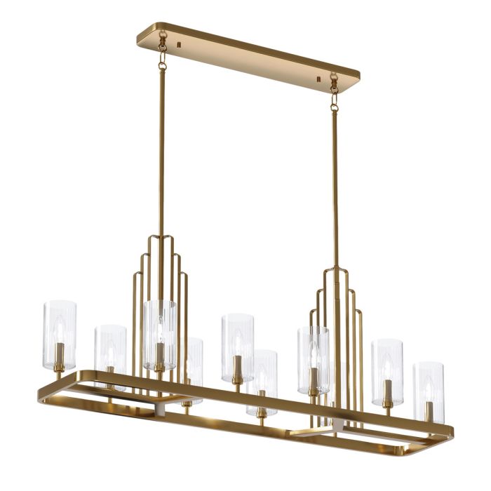 Kimrose 114cm Børstet messing Taklampe Fra Elstead Lighting - De geometriske formene er i fokus og forsterkes av en elegant børstet messingfinish.