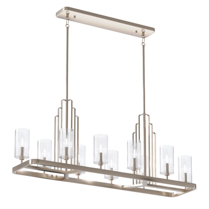 Kimrose 114cm Nikkel Taklampe Fra Elstead Lighting - De geometriske formene er i fokus og forsterkes av en elegant polert nikkelfinish.