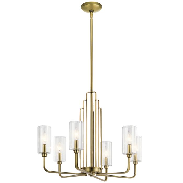 Kimrose Ø68 Børstet messing Taklampe Fra Elstead Lighting - De geometriske formene er i fokus og forsterkes av en elegant børstet messingfinish.