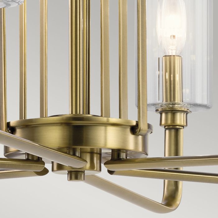 Kimrose Ø68 Børstet messing Taklampe Fra Elstead Lighting - De geometriske formene er i fokus og forsterkes av en elegant børstet messingfinish.
