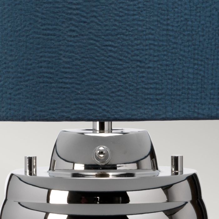 Milne 64cm Blå bordlampe Fra Elstead Lighting - Till sk&auml;rmen beh&ouml;vs en E27 ljusk&auml;lla (ej inkluderad) och till basen ing&aring;r en utbytbar 8W LED GU10-lampa, som ger 560 lumen vid en f&auml;rgtemperatur p&aring; 3000K.