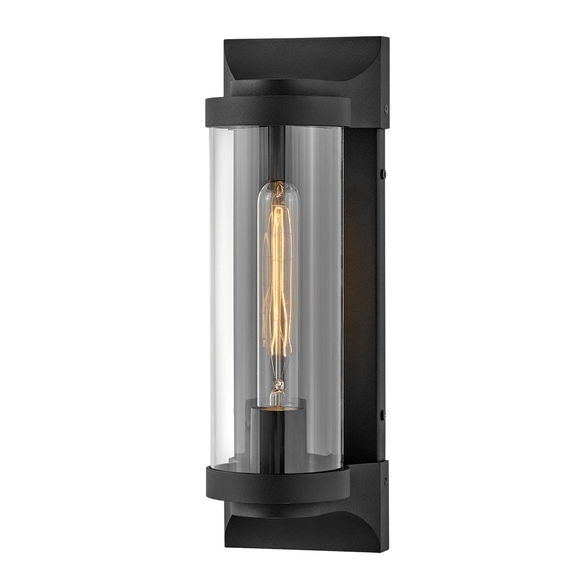 Pearson Svart utendørslampe Fra Elstead Lighting - Tillverkad av aluminium, m&auml;ssing och glas, erbjuder den en robust och h&ouml;gkvalitativ konstruktion med en vacker texturerad svart finish.