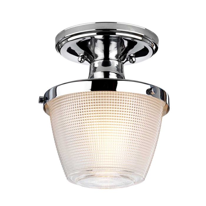 Dublin Ø18 Polert krom baderomslampe Fra Elstead Lighting - Taklampen sprer et behagelig lys og er et utmerket valg for b&aring;de mindre og st&oslash;rre bad.