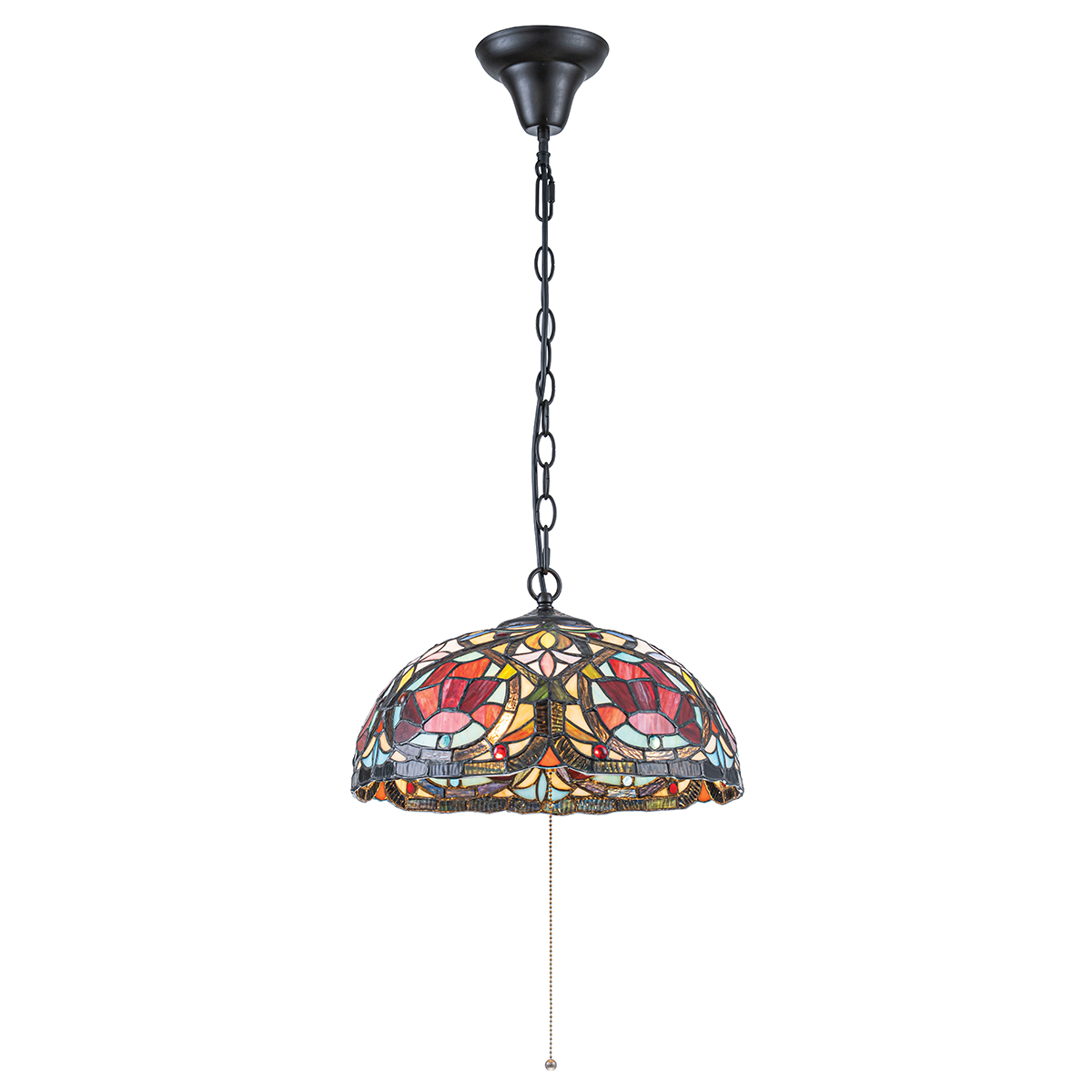 Larissa Ø38 Flerfarget Fra Elstead Lighting - Larissa er en dekorativ taklampe i klassisk Tiffany-stil, laget av st&aring;l med en vakker vintage bronsefinish.