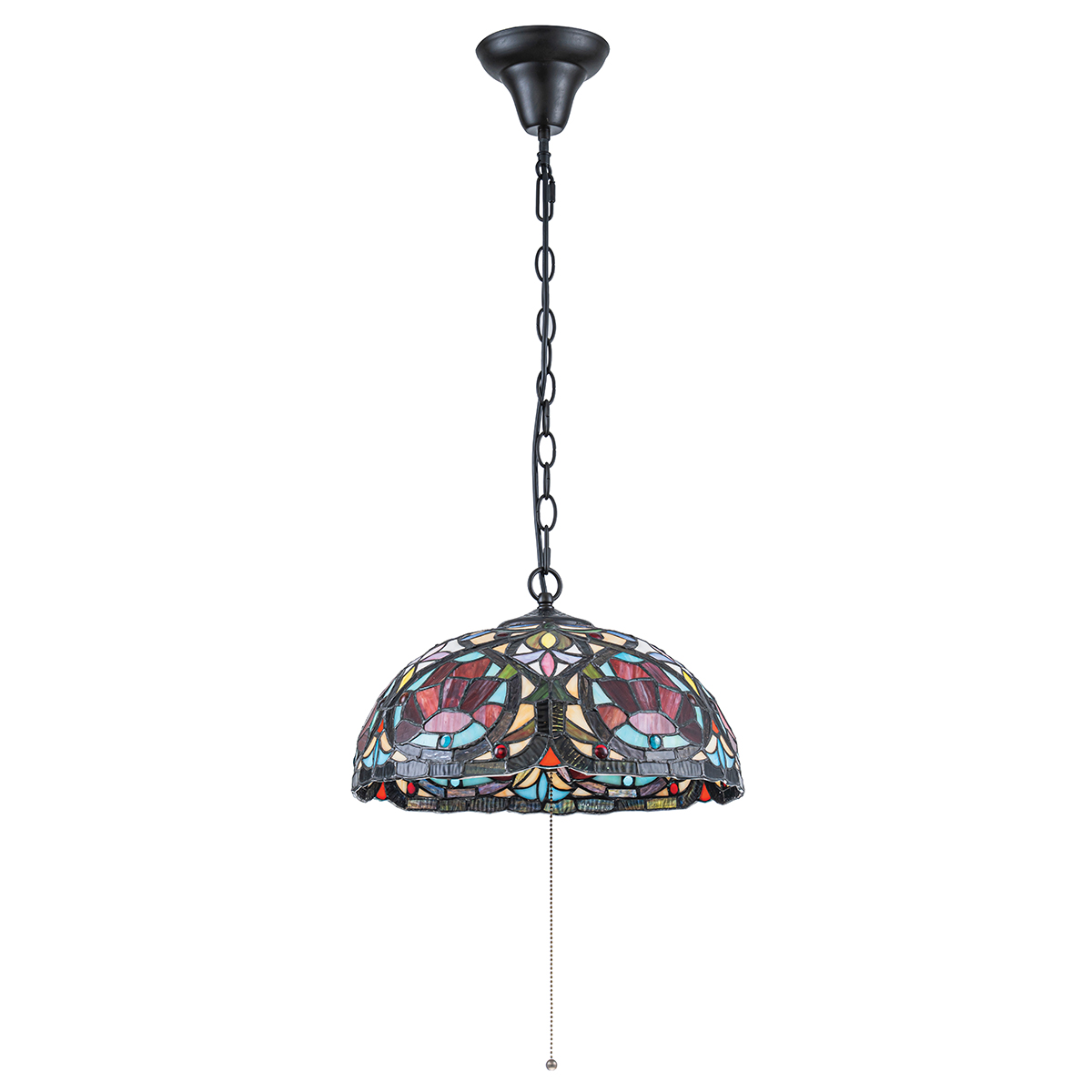 Larissa Ø38 Flerfarget Fra Elstead Lighting - Larissa er en dekorativ taklampe i klassisk Tiffany-stil, laget av st&aring;l med en vakker vintage bronsefinish.