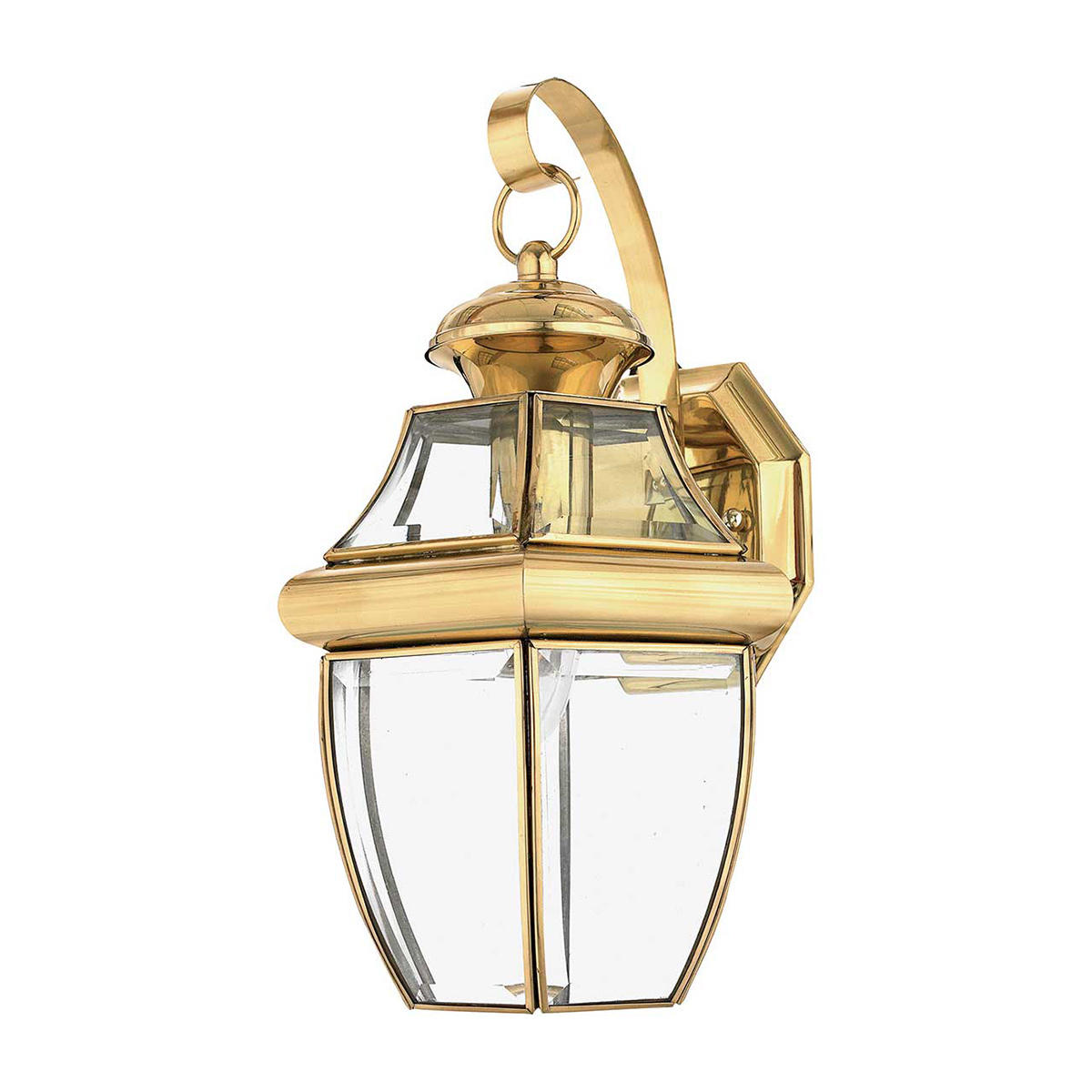 Newbury Polert messing utendørslampe Fra Elstead Lighting - Newbury vegglampe i lakkert polert messing gir hjemmet ditt en elegant og tidløs fasadebelysning.