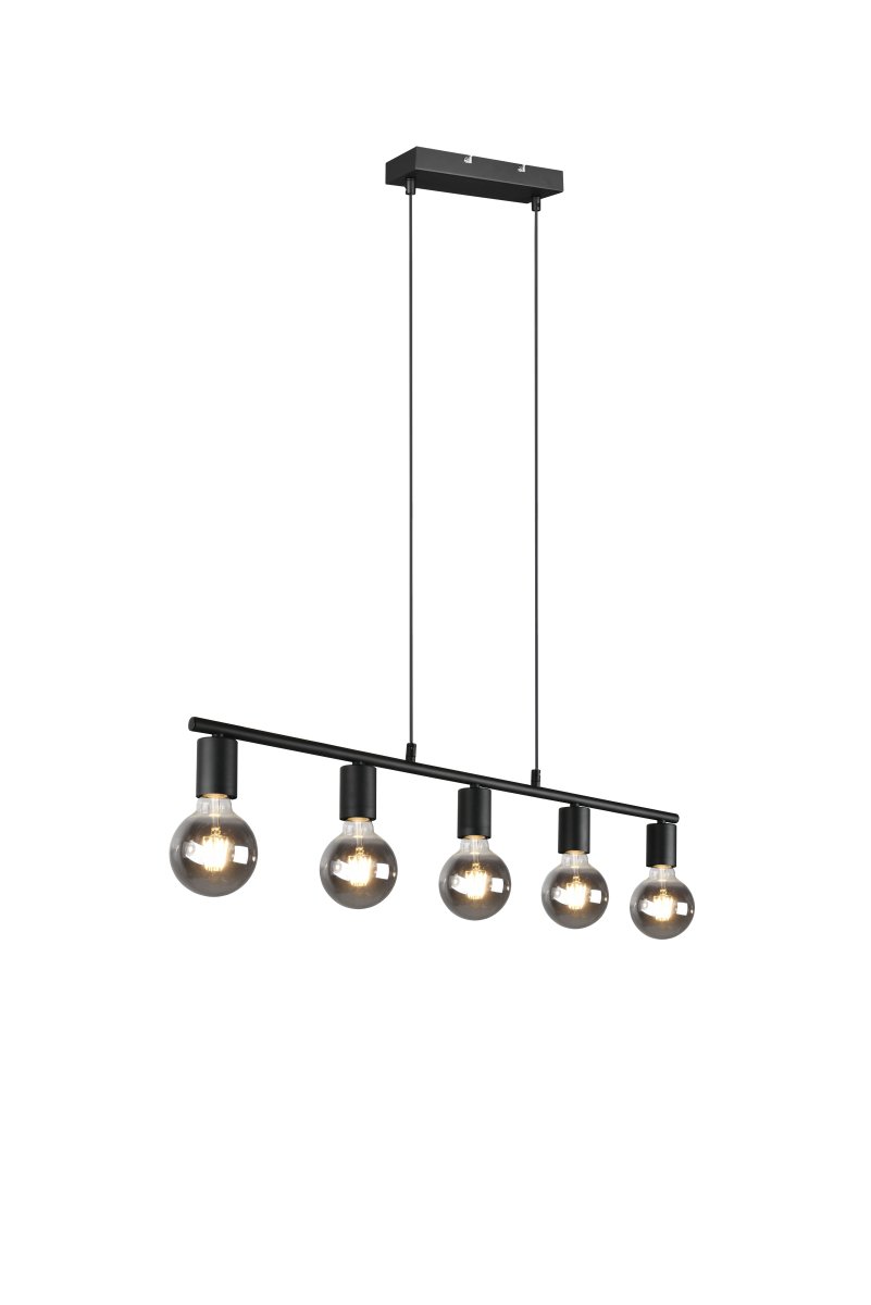 Vannes 82cm Svart Taklampe Fra Trio Lighting - Den minimalistiske sorte rammen og det åpne designet gjør lampen til en trendy funksjon i både moderne og industrielle interiører.