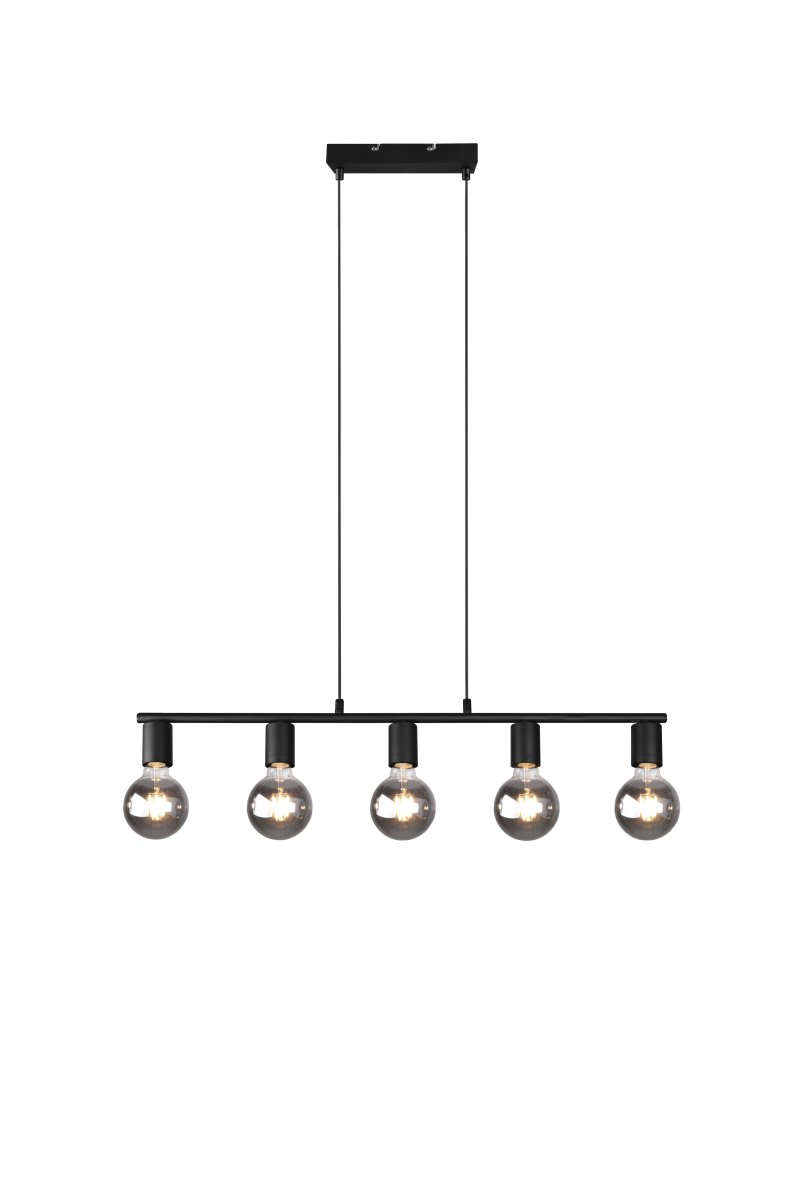 Vannes 82cm Svart Taklampe Fra Trio Lighting - Den minimalistiske sorte rammen og det åpne designet gjør lampen til en trendy funksjon i både moderne og industrielle interiører.