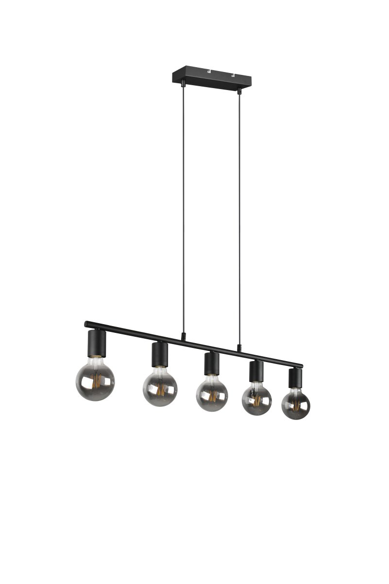 Vannes 82cm Svart Taklampe Fra Trio Lighting - Den minimalistiske sorte rammen og det åpne designet gjør lampen til en trendy funksjon i både moderne og industrielle interiører.