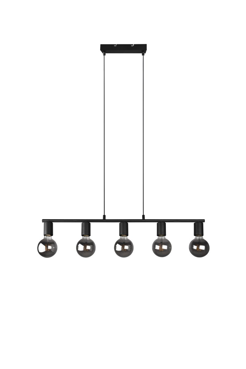 Vannes 82cm Svart Taklampe Fra Trio Lighting - Den minimalistiske sorte rammen og det åpne designet gjør lampen til en trendy funksjon i både moderne og industrielle interiører.