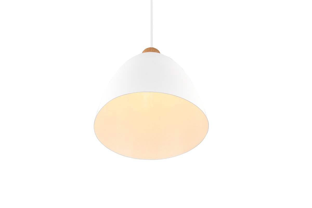 Jagger Ø25 Hvit Taklampe Fra Trio Lighting - Jagger takpendel kombinerer tre&auml; og metall i en elegant materialblanding som fanger blikket og skaper en spennende kontrast.
