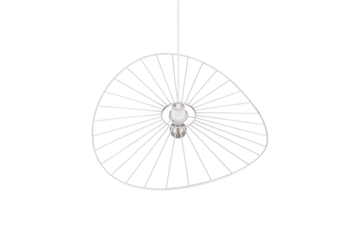 Chapeau Ø60 Hvit Taklampe Fra Trio Lighting - Det dekorative metallhuset gjør den til et perfekt komplement i stuer og spisestuer, hvor den tilfører en unik følelse av letthet gjennom sitt vakre spill mellom lys og skygge.