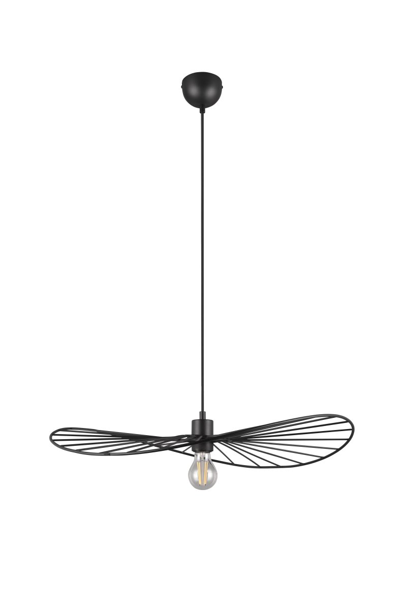 Chapeau Ø60 Svart Taklampe Fra Trio Lighting - Det dekorative metallhuset gjør den til et perfekt komplement i stuer og spisestuer, hvor den tilfører en unik følelse av letthet gjennom sitt vakre spill mellom lys og skygge.
