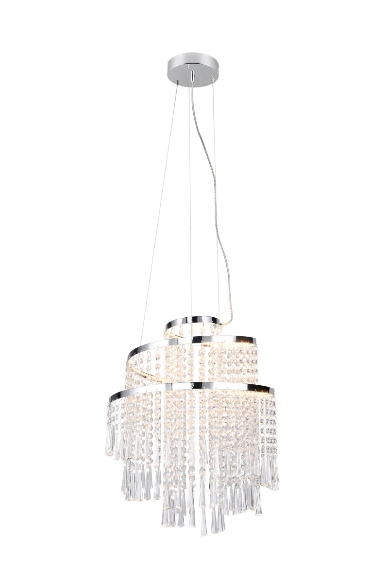 Pomp Ø38 Krom Taklampe Fra Trio Lighting - Lampens design er preget av kromfarget metall, mens de gjennomsiktige akrylsteinene gir en glamor&oslash;s stil som glitrer str&aring;lende i lyset.