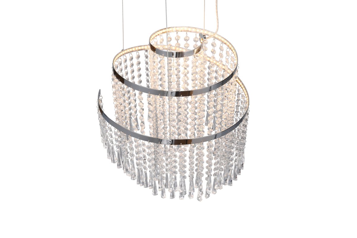 Pomp Ø38 Krom Taklampe Fra Trio Lighting - Lampens design er preget av kromfarget metall, mens de gjennomsiktige akrylsteinene gir en glamor&oslash;s stil som glitrer str&aring;lende i lyset.