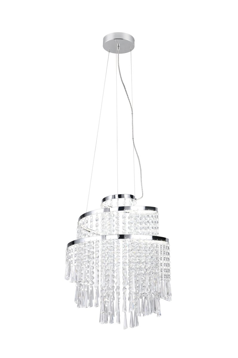 Pomp Ø38 Krom Taklampe Fra Trio Lighting - Lampens design er preget av kromfarget metall, mens de gjennomsiktige akrylsteinene gir en glamor&oslash;s stil som glitrer str&aring;lende i lyset.