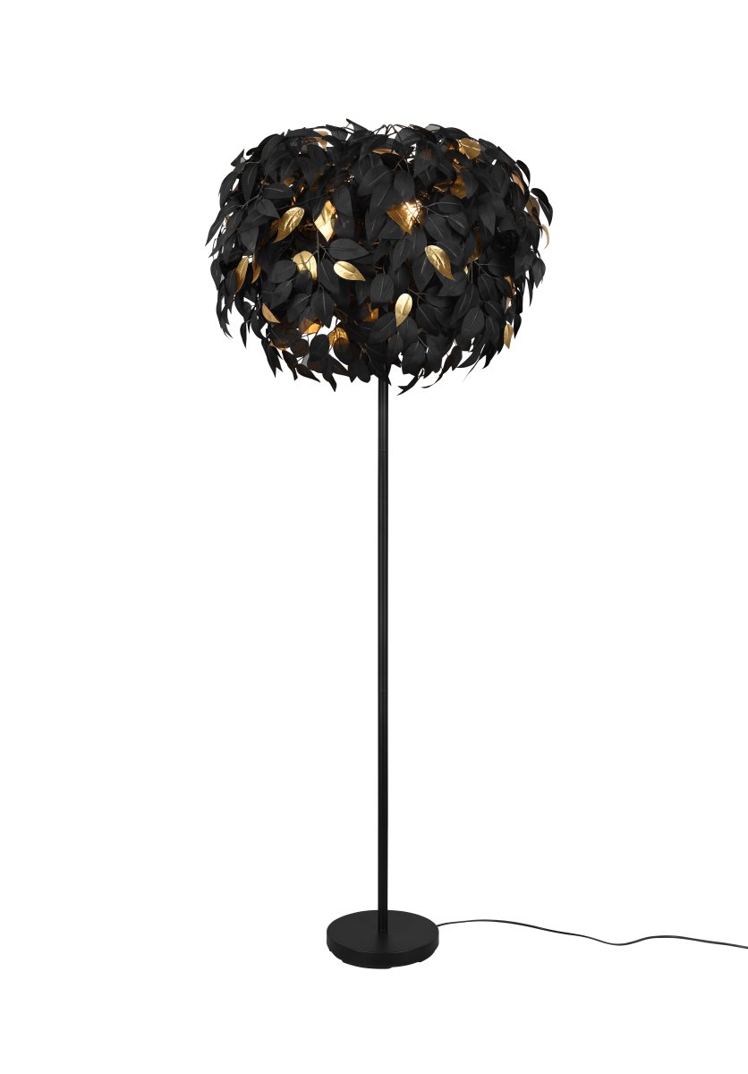 Leavy Svart gulvlampe Fra Trio Lighting - Leavy gulvlampen er en unik og imponerende funksjon i hjemmet ditt med sine dekorative plastblader som gir den en distinkt og fortryllende stil.
