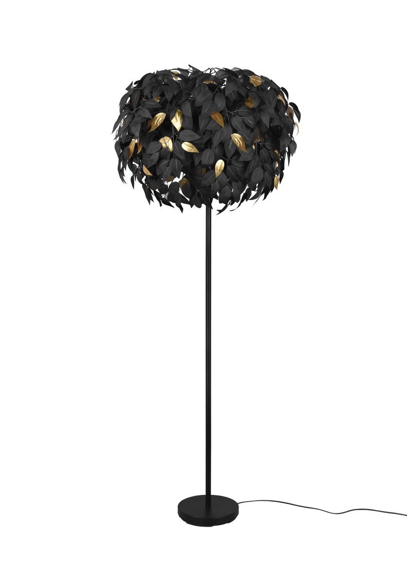 Leavy Svart gulvlampe Fra Trio Lighting - Leavy gulvlampen er en unik og imponerende funksjon i hjemmet ditt med sine dekorative plastblader som gir den en distinkt og fortryllende stil.